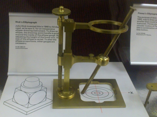 Im Science-Museum - Historisches Gerät zum Zeichnen von Elypsen.